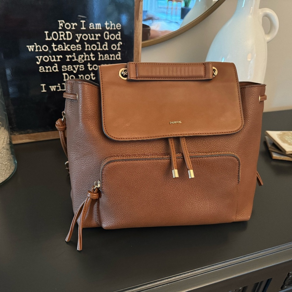 Brown Leather Satchel Backpack